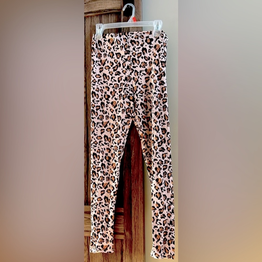 Leopard Cheetah Wild Cat Printed Stretchy Tights Wide Waistband Long Length S M
